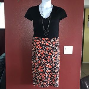 LuLaRoe Black Floral Cassie Pencil Skirt XL